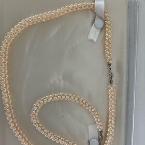 Vintage Multi-Strand Freshwater Pearl Necklace & Bracelet Set – 1990s